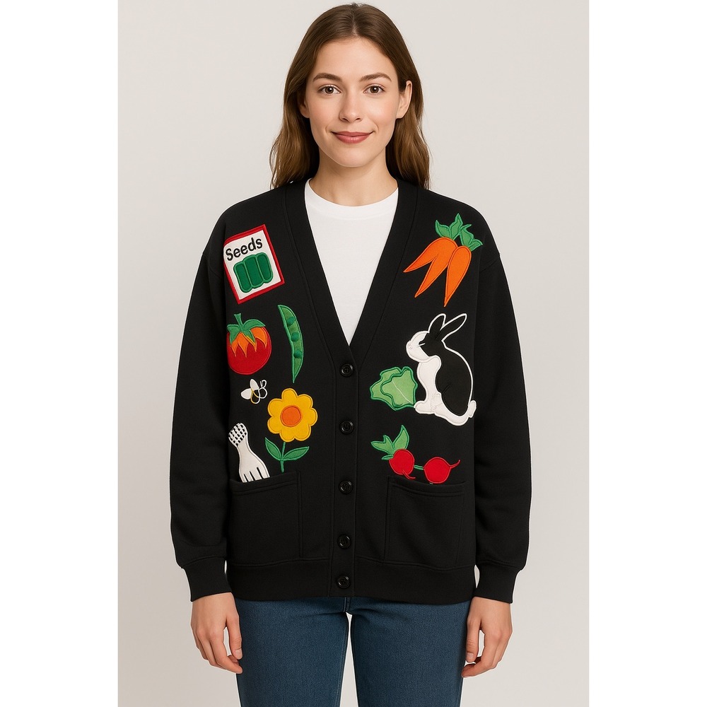 Vintage Rare‎ Novelty Garden Cardigan Sweatshirt 90's Veggie Cottagecore OS
